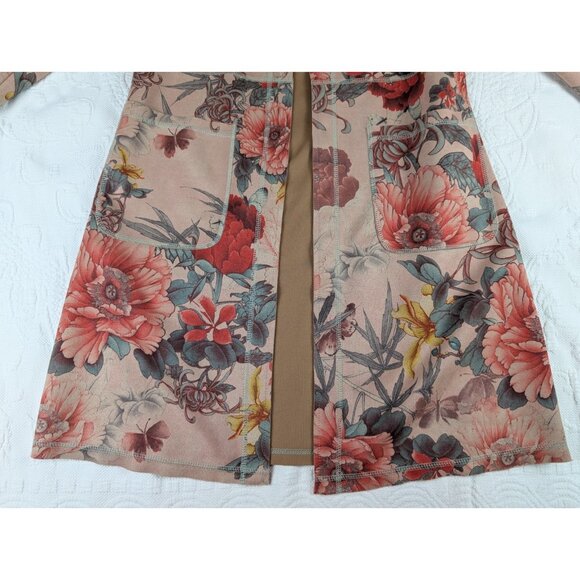 Solitaire Anthropologie Jacket Cardigan XS Faux Suede Floral Open Front Boho - Picture 4 of 14